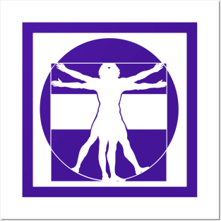 Vitruvian Man - Original Logo Banner Sigil - Light Design for Dark Backgrounds Posters and Art